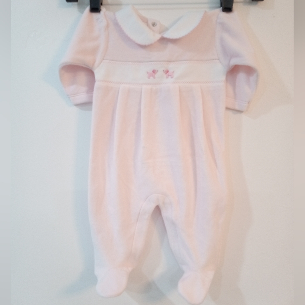 Kissy Kissy Soft Pink Footie with Butterfly Embroidery